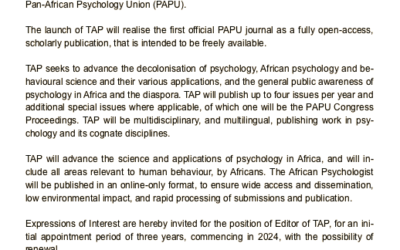 The African Psychologist Call for Editor